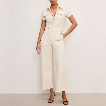 Good American Fit For Success Denim Palazzo Jumpsuit - XL