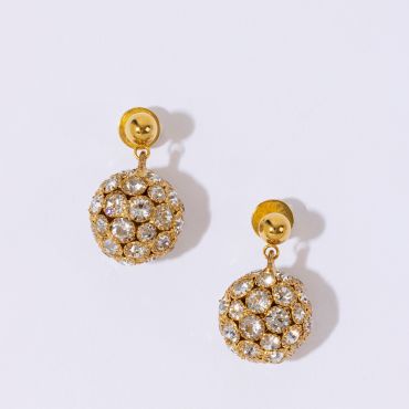 Pearl Octopuss.y Crystal Spheres Gold-Plated Earrings