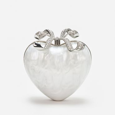Self-Portrait Pearlescent Acrylic Heart Clutch