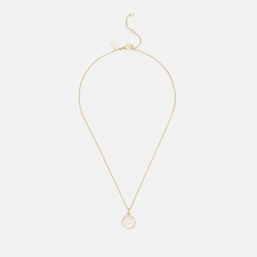 Coach Mop Coin Short Gold-Tone Pendant Necklace