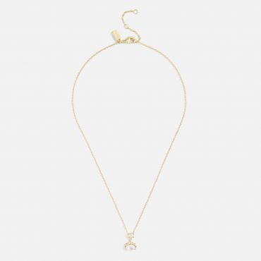 Coach Pearl Orb Short Gold-Tone Pendant Necklace