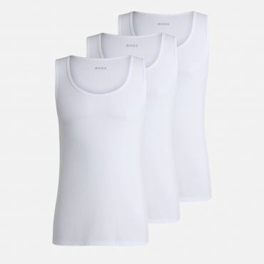BOSS Bodywear 3-Pack Ribbed Cotton-Jersey Tank Tops - M