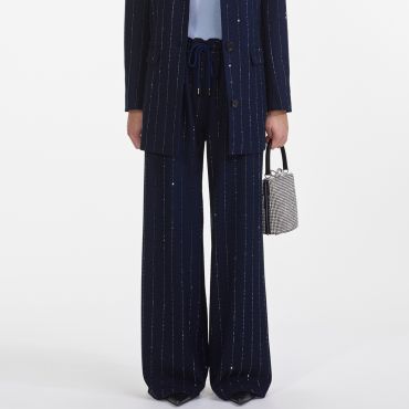 Self-Portrait Crepe Wide Leg Trousers - UK 14