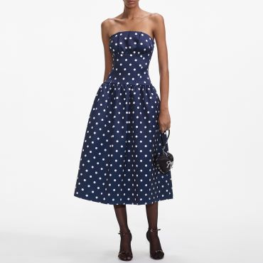 Self-Portrait Polka Dot Satin Midi Dress - UK 12