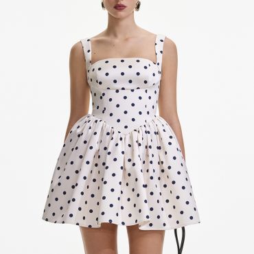 Self-Portrait Polka Dot Satin Mini Dress - UK 10