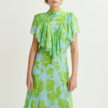 Essentiel Antwerp Honolulu Ruffle Chiffon Midi Dress - EU 36/UK 8