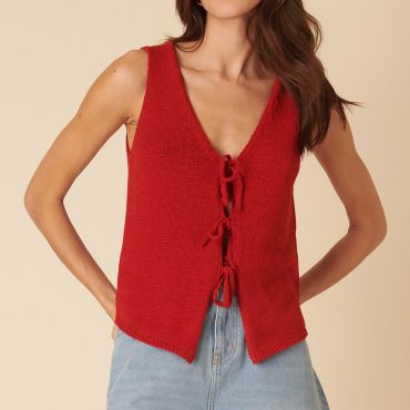 Nobody's Child Tie-Front Knitted Waistcoat - UK 12