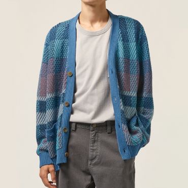 Corridor Blow Up Intarsia-Knit Cotton Cardigan - S