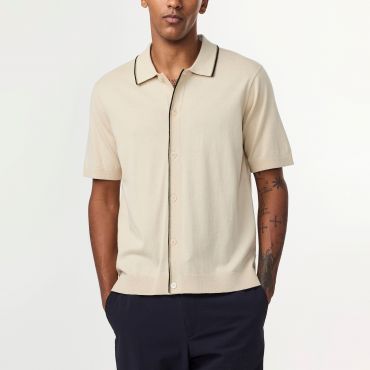 NN.07 Nolan Cotton-Knit Polo Shirt - L