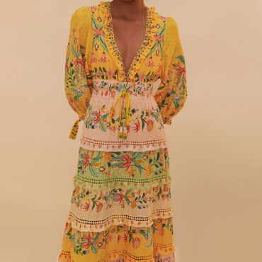 Farm Rio Delicate Flowers Floral-Print Cotton Maxi Dress - S