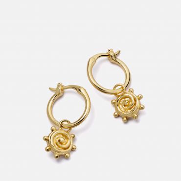 Daisy London Spiral Sun Charm 18k Gold-Plated Earrings