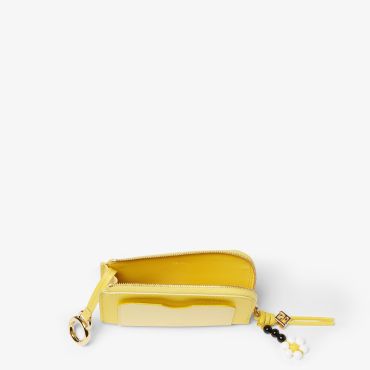 Ff Diamonds Card Case Pouch, Yellow - Fendi