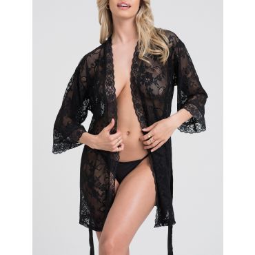 Lovehoney Flaunt Me Black Lace Robe - Amorana