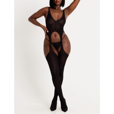 Lovehoney Pure Lust Plunging Crotchless Bodystocking - Amorana