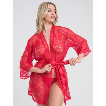 Lovehoney Flaunt Me Black Lace Robe - Amorana