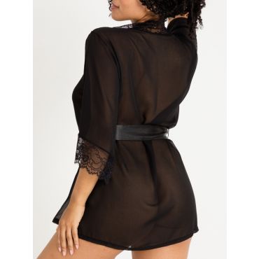 Lovehoney Barely There Sheer Black Robe, One Size - Amorana