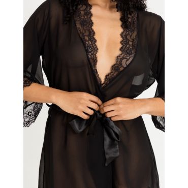 Lovehoney Barely There Sheer Black Robe, One Size - Amorana