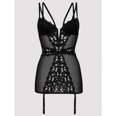 Lovehoney-Lingerie Parisienne Lace Plunge Negligee & String, L - Amorana