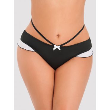 Lovehoney Fantasy Black French Maid Strappy Thong, Plus Size - Amorana