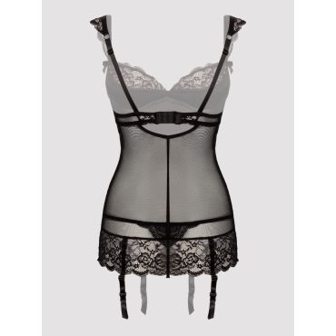 Lovehoney Treasure Me Black Plunge Chemise Set (Black Small), Black - Small - Amorana