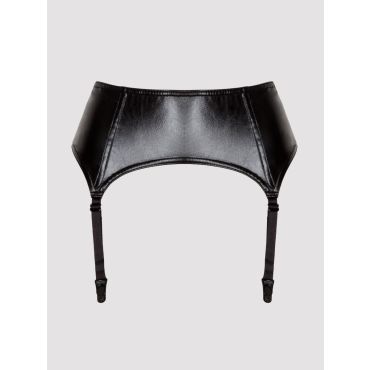 Lovehoney Plus Size Fierce Wet Look Suspender Belt (Black 1X / 2X), 1X / 2X - Amorana