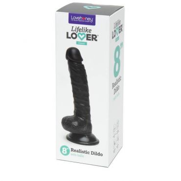 Lifelike Lover Classic Realistic Dildo 8 Inch Black, Large - Amorana
