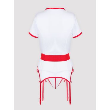 Lovehoney Fantasy Plus Size Heartbeat Hottie Nurse Costume (White One Size Queen), One Size Queen - Amorana