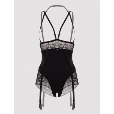Lovehoney Hourglass Black Smoothing Open-Cup Crotchless Body, M - Amorana