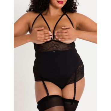 Lovehoney Hourglass Black Smoothing Open-Cup Crotchless Body, 3XL/4XL - Amorana