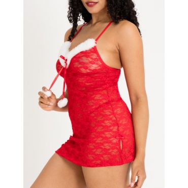 Lovehoney-Fantasy Santa Lace Kleidchen & String, Large - Amorana