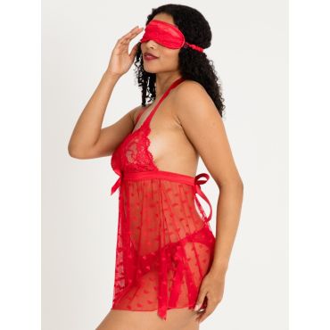Lovehoney-Lingerie Babygirl Baby doll & String, Red - One Size - Amorana