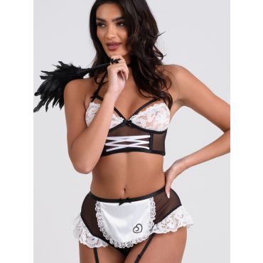 Lovehoney Fantasy Frisky Maid Half Cup Crotchless Costume, One Size - Amorana