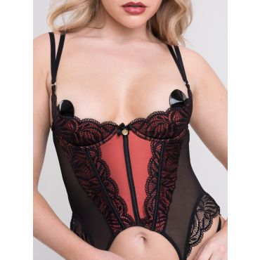 Lovehoney Dark Paradise Black And Copper Bustier Set (large) - Amorana