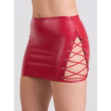 Lovehoney Fierce Leather-look Lace-up Red Skirt - Amorana