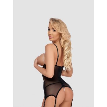 Cottelli Lace and Pearl Basque Set, Farbe: Schwarz, Grösse: L, L - Amorana