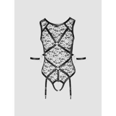 Cottelli Lace Crotchless Restraint Body, Farbe: Schwarz, Grösse: XL, XL - Amorana