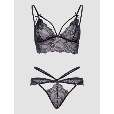Leg-Avenue Strappy Bralette and String, Farbe: Black, Grösse: S, S - Black - Amorana