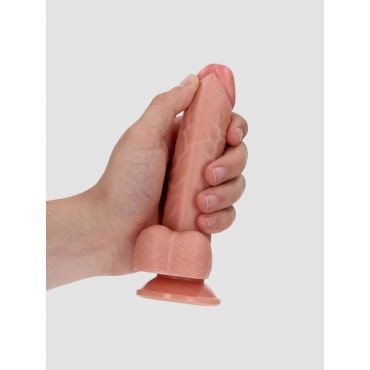 Real Rock Curved Realistic Dildo with Balls and Suction Cup - 6 / 15,5 cm - Flesh, 15.5 cm - Nude - Amorana