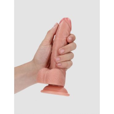 Real Rock Curved Realistic Dildo with Balls and Suction Cup - 7 / 18 cm - Flesh, 18 cm - Nude - Amorana