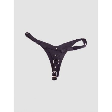 Rouge Leather Female Dildo Harness With Two O-Rings (45mm & 50mm), Farbe: Schwarz, Black - Amorana