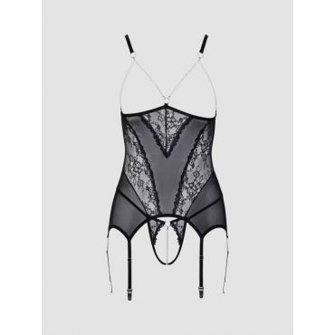 Cottelli Lace and Pearl Basque Set, Farbe: Schwarz, Grösse: XL, XL - Amorana