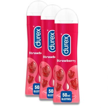 Durex, Durex Play Strawberry Savings Package 3 X 50ml, Flavoured Lubricant - Amorana