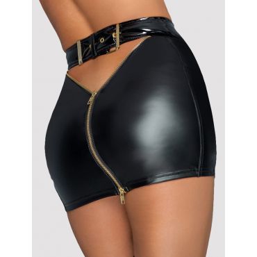 Noir-handmade Zipped Skirt Sexy Skirt - Amorana