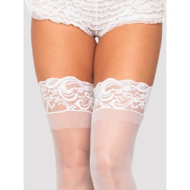 Leg-Avenue Stay-Up Overknees & sexy stockings, White - Amorana