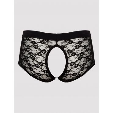 LHM Lace Open Front and Back Boxer Shorts, Black - L / XL - Amorana