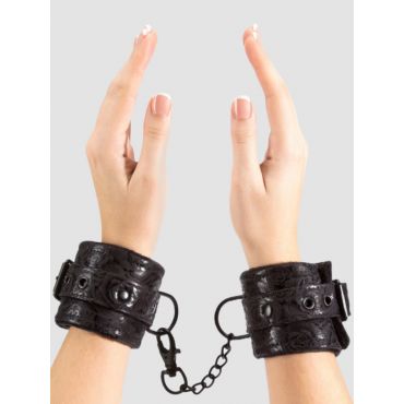 Bondage Boutique Black Rose Faux Fur Lined Wrist Cuffs - Amorana