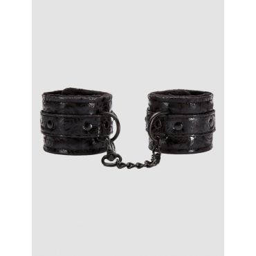 Bondage Boutique Black Rose Faux Fur Lined Wrist Cuffs - Amorana