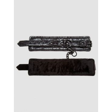 Bondage Boutique Black Rose Faux Fur Lined Wrist Cuffs - Amorana