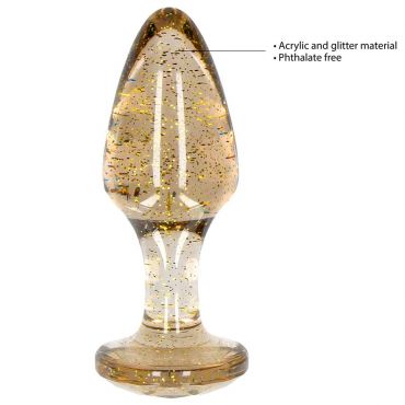 Ouch Acrylic Goldchip Anal Plug, Gold - Amorana