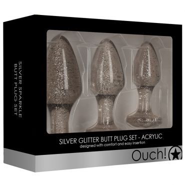 Ouch Acrylic Silverchip Anal Plug, Silver - Amorana